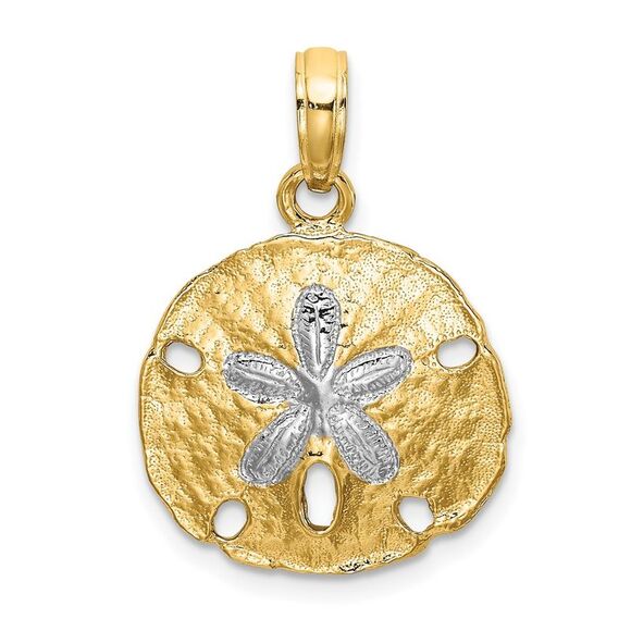 10K Yellow Gold W/ Rhodium Polished Sand Dollar Charm,All Products : American Fashion Style Bags On Sale